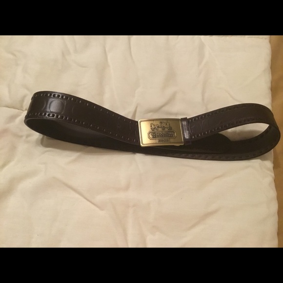 Coach Wide Leather Belt Brass Buckle Large Sz 4x46 - Picture 5 of 7